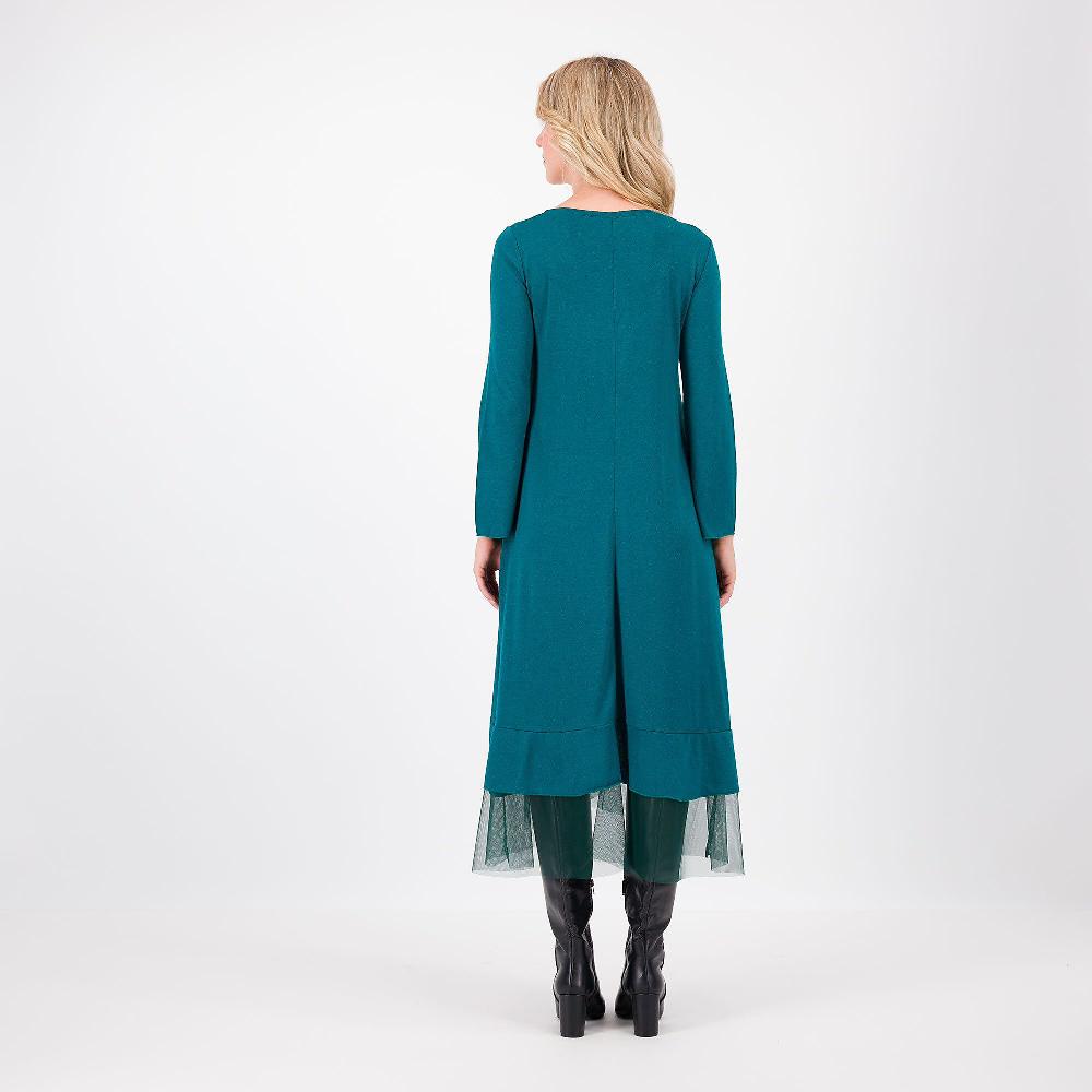 QVC Bianca Della Torre Abito Lungo In Misto Viscosa Con Inserto In Tulle