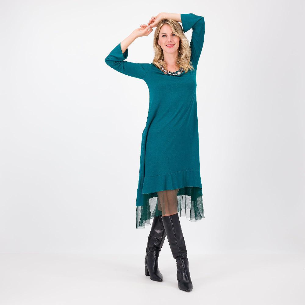QVC Bianca Della Torre Abito Lungo In Misto Viscosa Con Inserto In Tulle