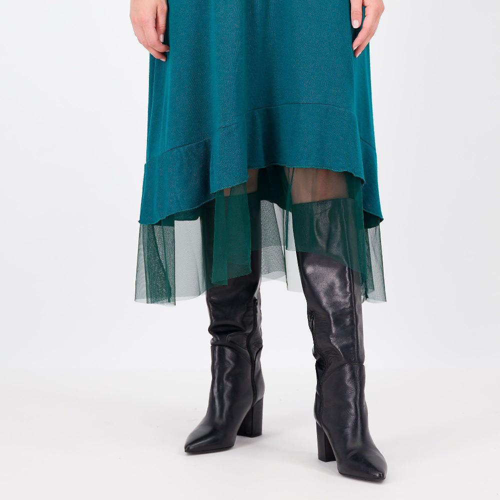 QVC Bianca Della Torre Abito Lungo In Misto Viscosa Con Inserto In Tulle