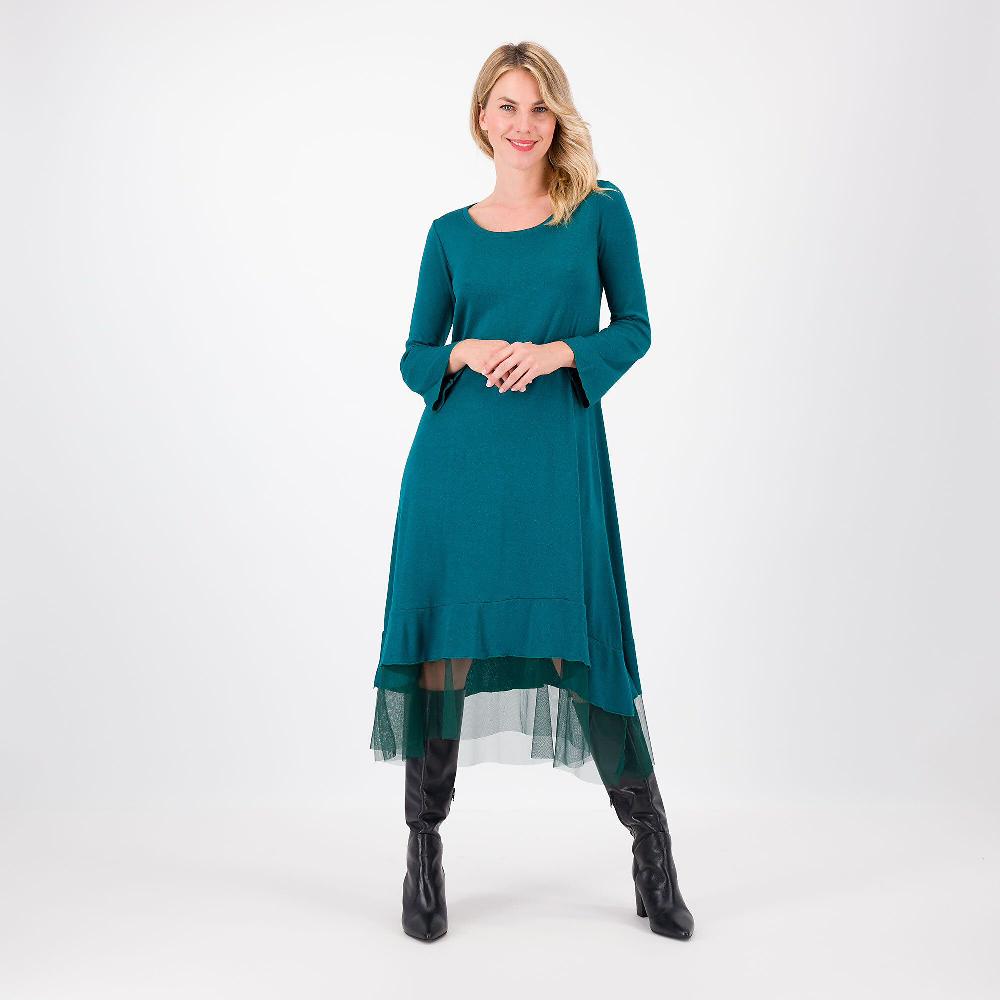 QVC Bianca Della Torre Abito lungo in misto viscosa con inserto in tulle