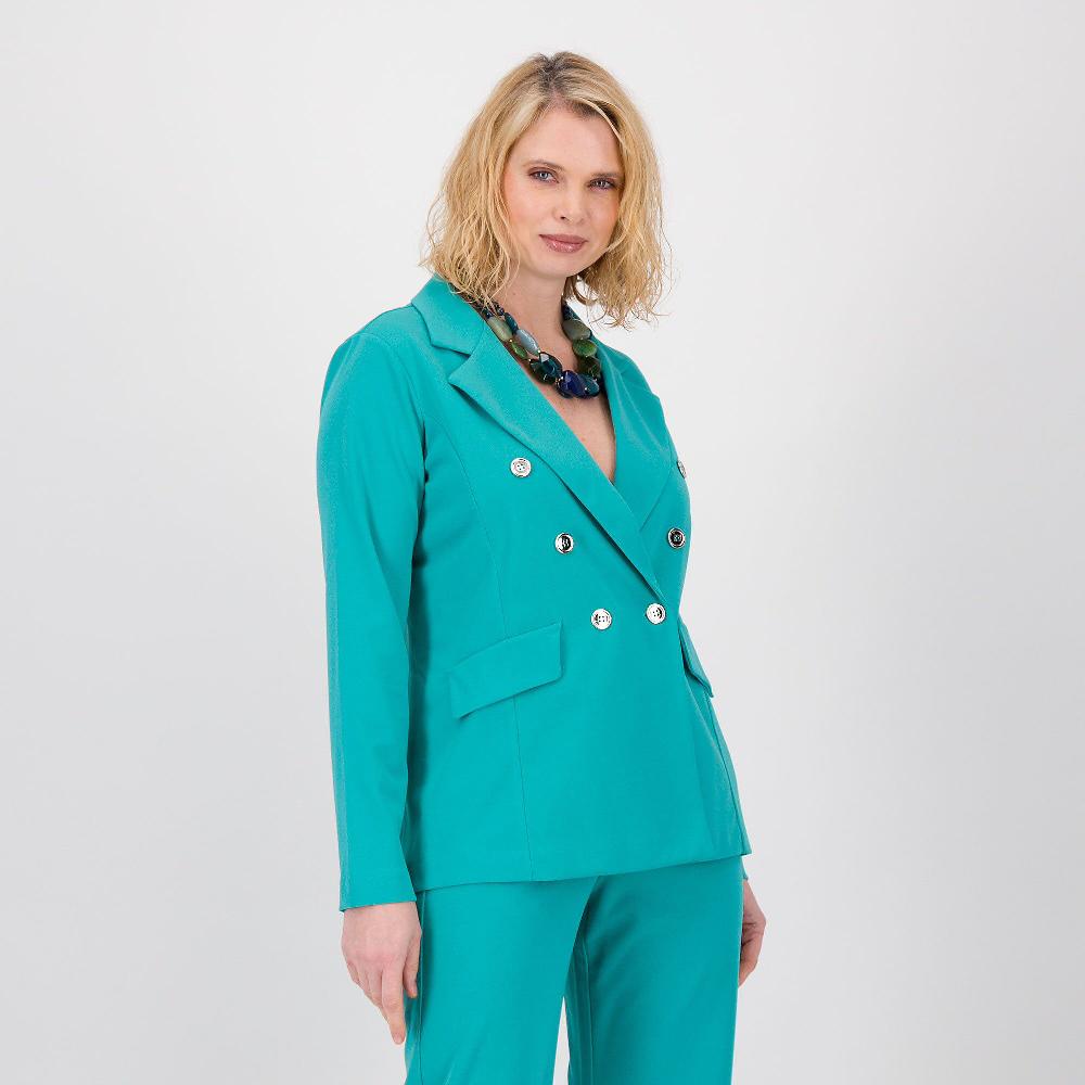 QVC Bianca Della Torre Blazer doppiopetto in tessuto jersey crêpe
