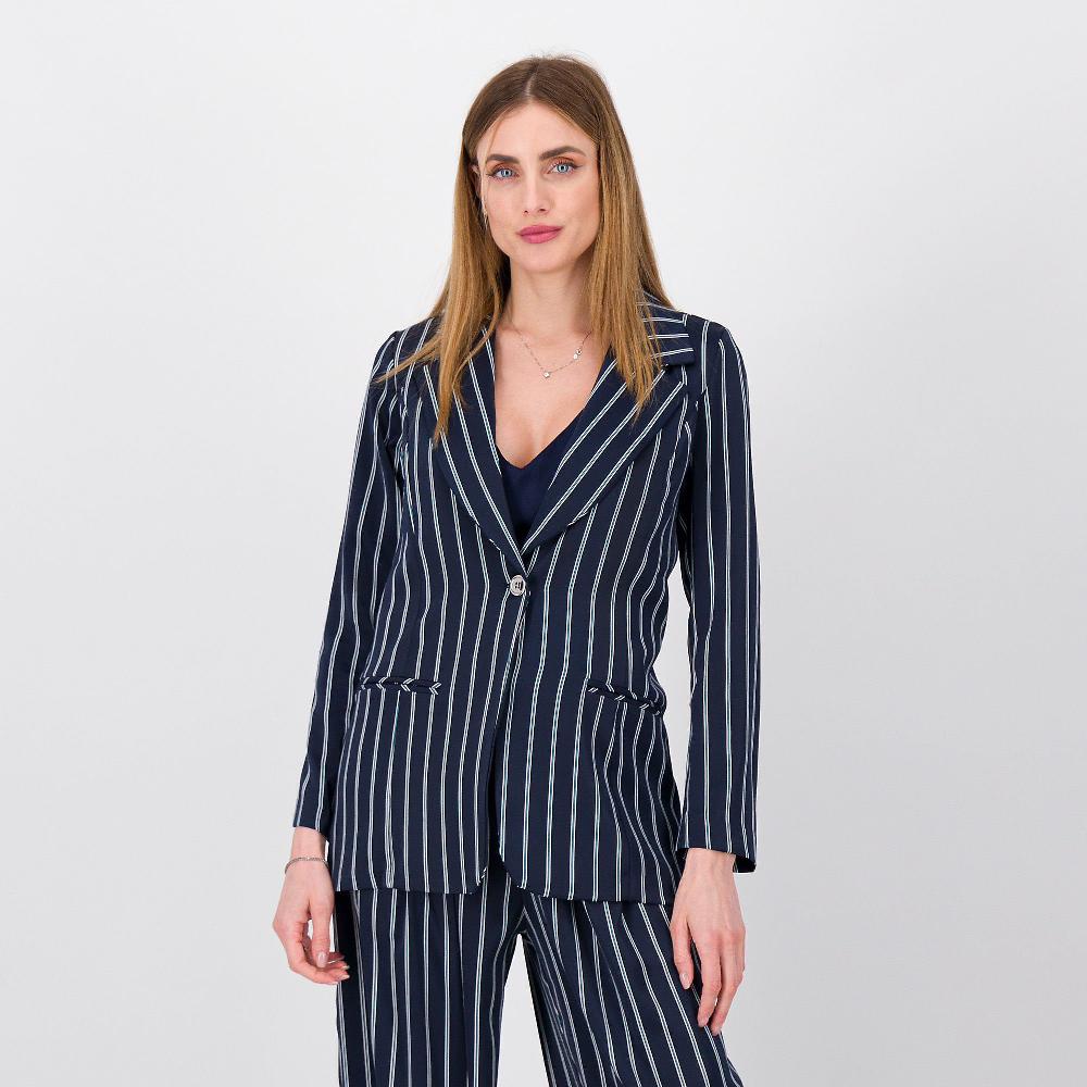 QVC Bianca Della Torre Blazer in cady fluido gessato