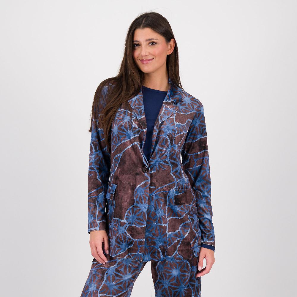 QVC Bianca Della Torre Blazer in velluto a 1 bottone con collo rever