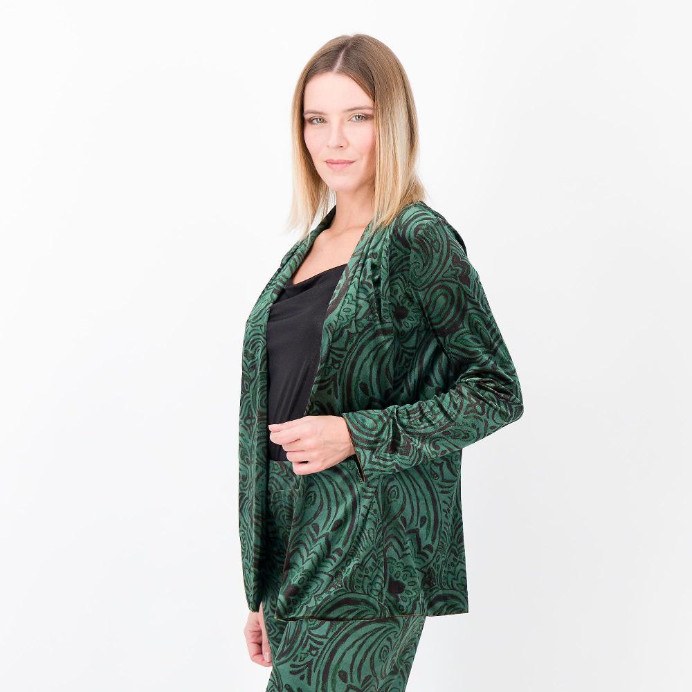 QVC Bianca Della Torre Blazer in velluto fantasia con tasche applicate