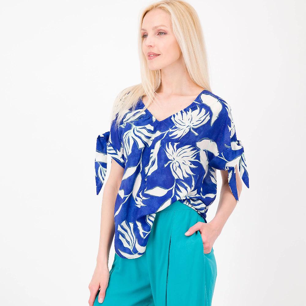 QVC Bianca Della Torre Blusa Fantasia In 100% Viscosa Maniche A Kimono Made In Italy