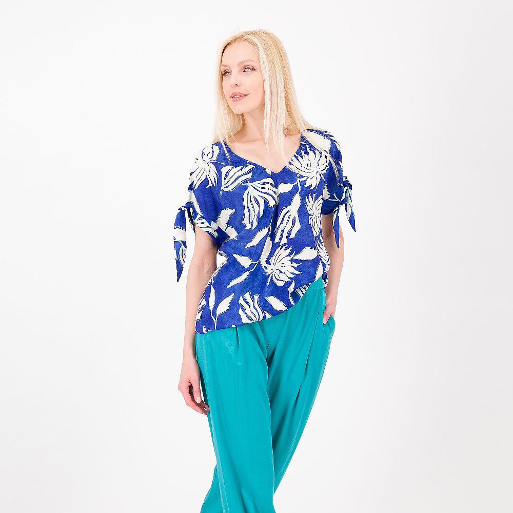 QVC Bianca Della Torre Blusa fantasia in 100% viscosa Maniche a Kimono Made in Italy