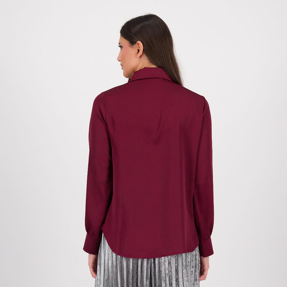 QVC Bianca Della Torre Blusa In Crepon Con Collo A Camicia E Bottone Gioiello
