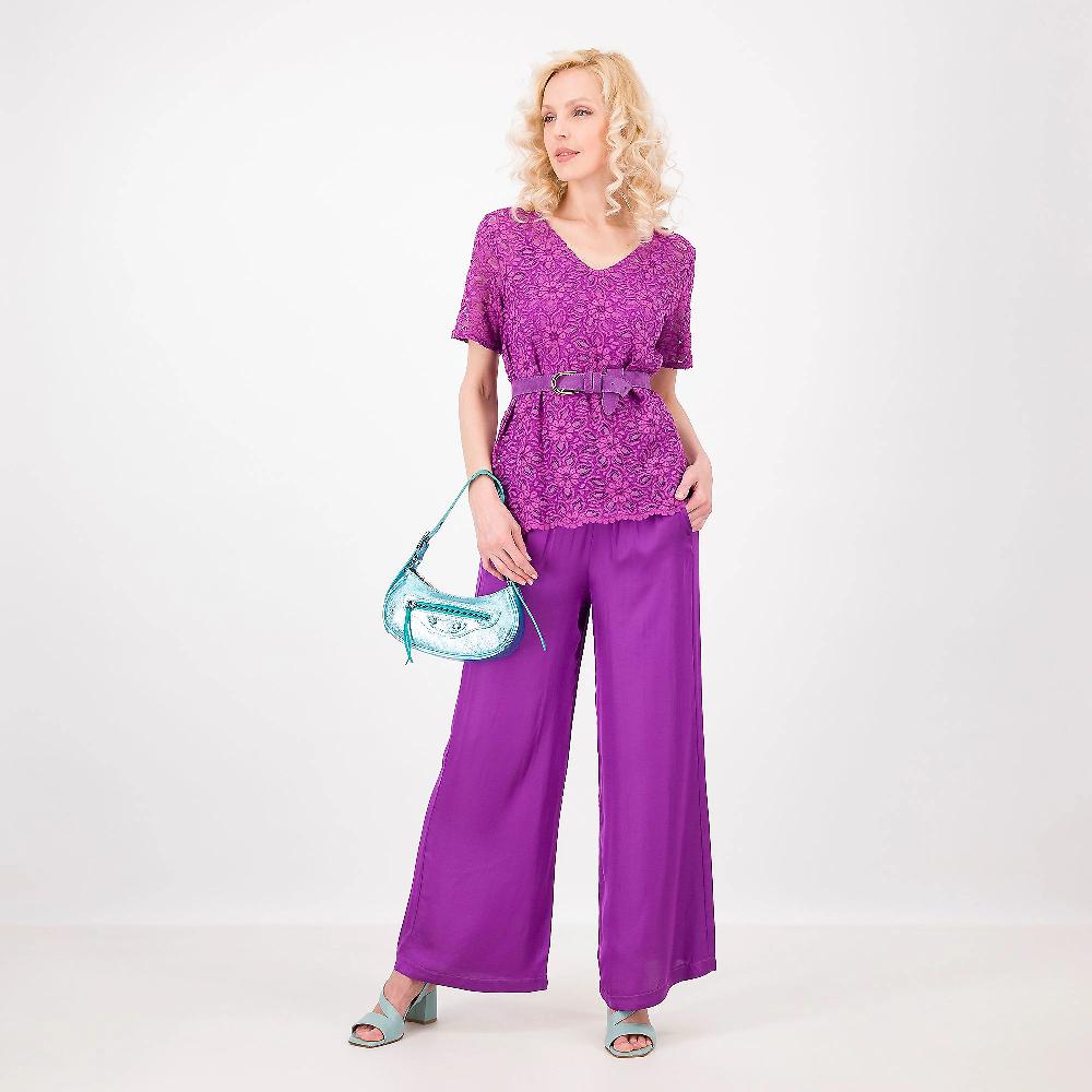 QVC Bianca Della Torre Blusa In Macramè In Misto Cotone Con Canotta Sotto Made In Italy