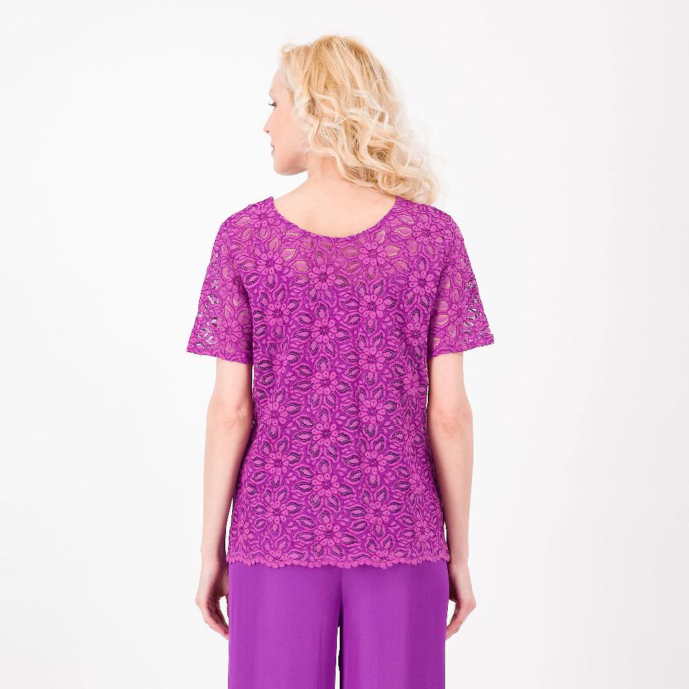 QVC Bianca Della Torre Blusa In Macramè In Misto Cotone Con Canotta Sotto Made In Italy