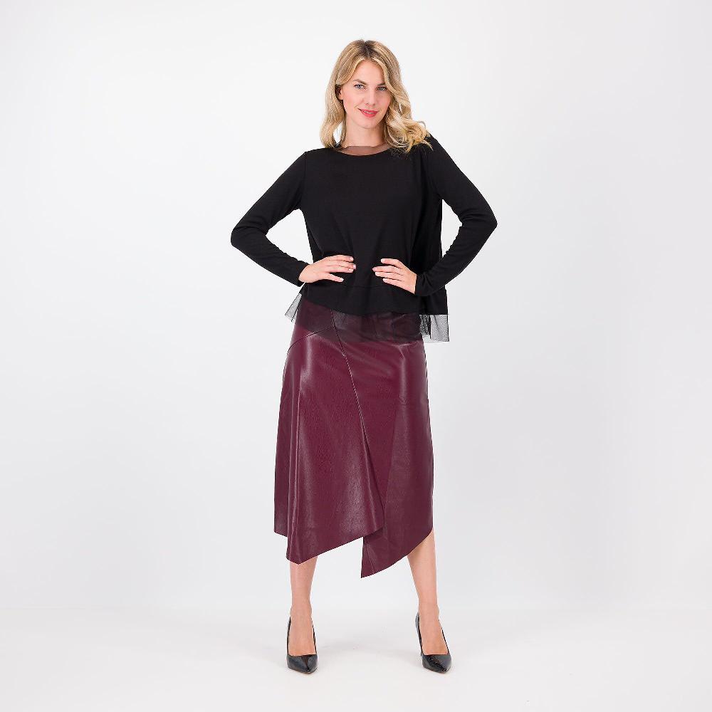 QVC Bianca Della Torre Blusa In Misto Viscosa Con Tulle Sul Collo E Al Fondo