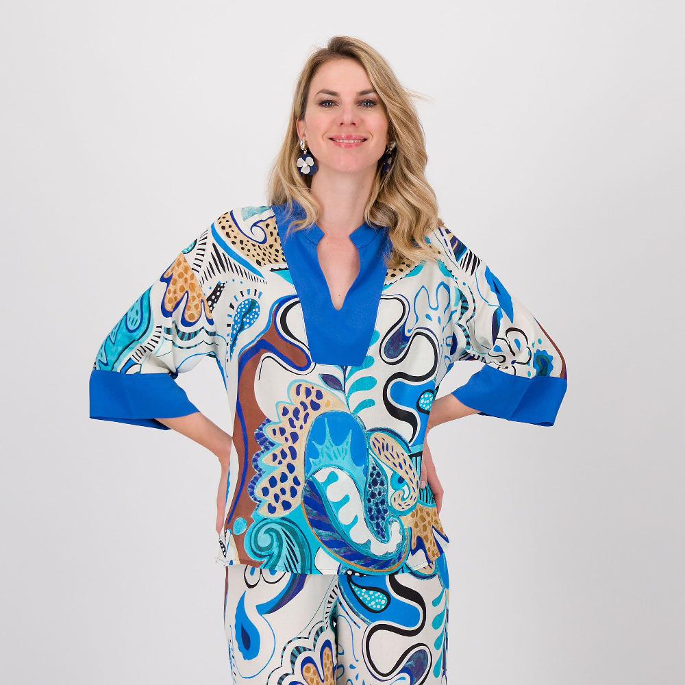 QVC Bianca Della Torre Blusa in mussola di viscosa fantasia