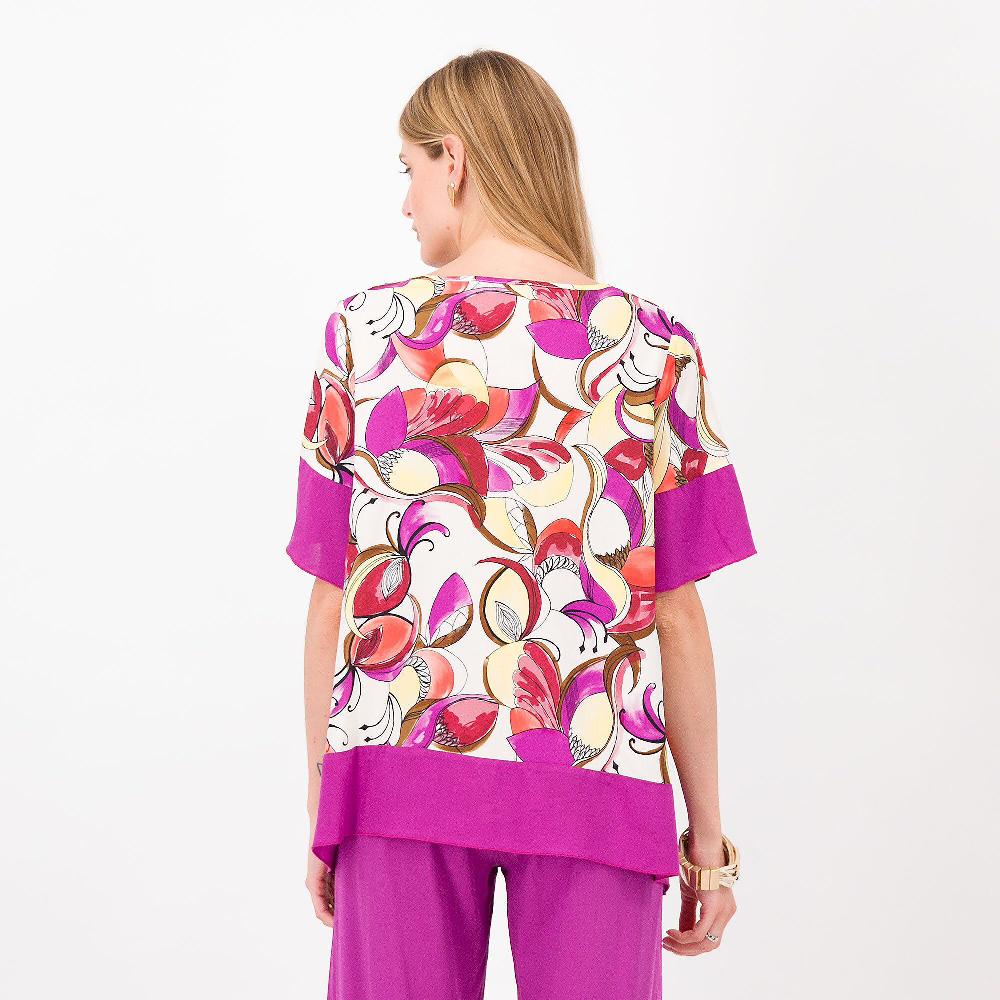 QVC Bianca Della Torre Blusa In Mussola Fantasia Fondo Asimmetrico Made In Italy