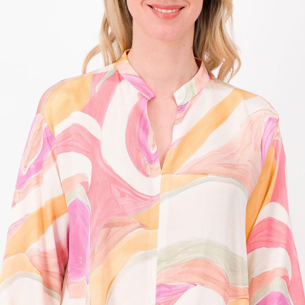 QVC Bianca Della Torre Blusa In Raso Di Viscosa Fantasia Con Maniche 3/4