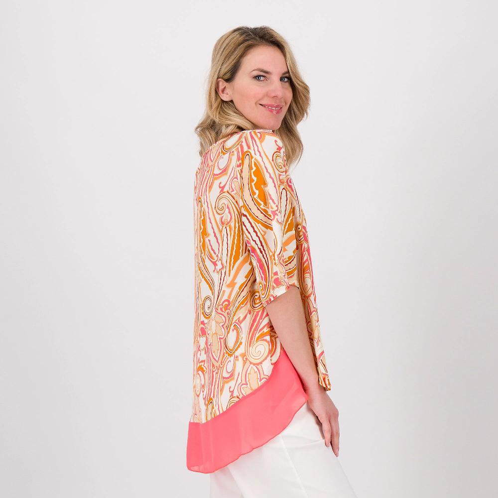 QVC Bianca Della Torre Blusa In Raso Fantasia Con Maniche 3/4