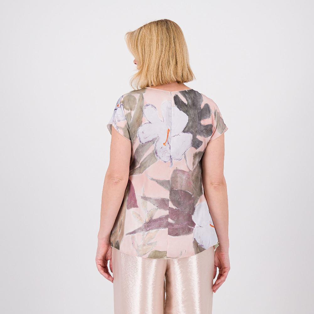 QVC Bianca Della Torre Blusa In Raso Fantasia Con Scollo A V