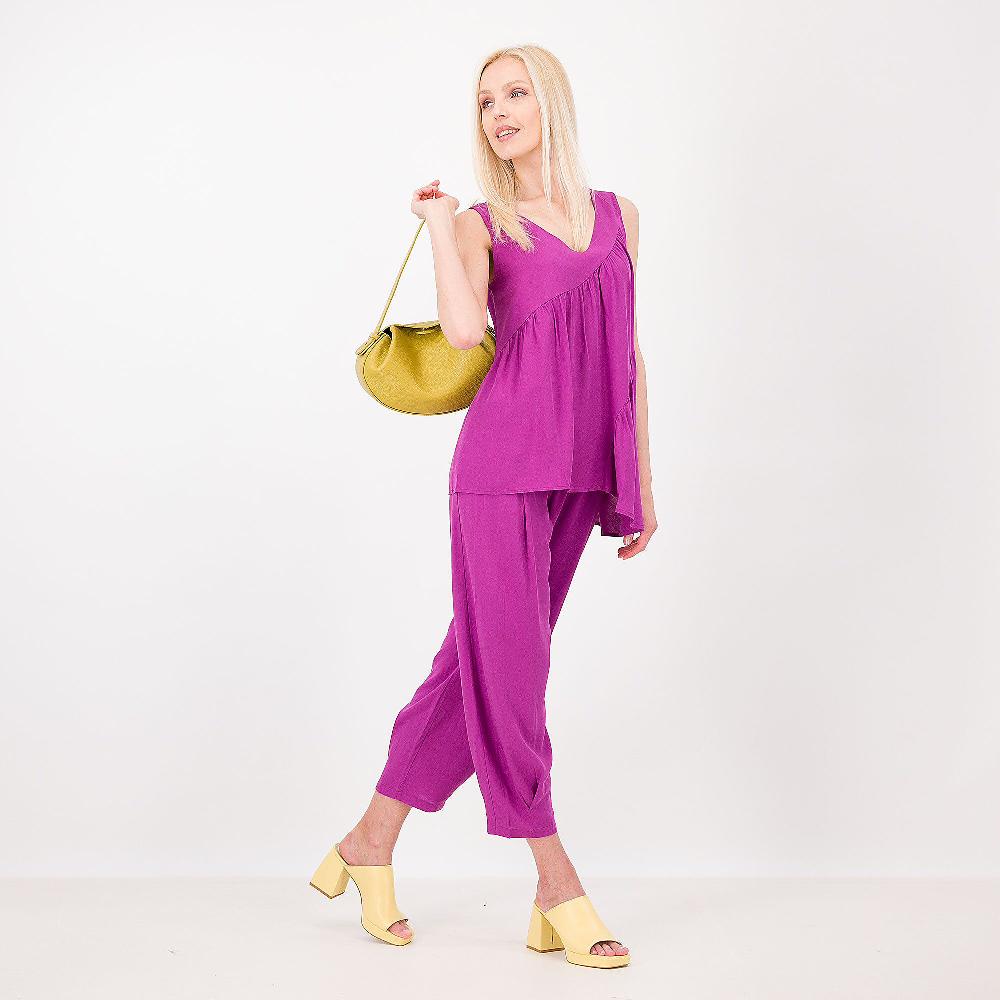 QVC Bianca Della Torre Blusa Smanicata Mussola 100%viscosa Con Drappeggio Made In Italy