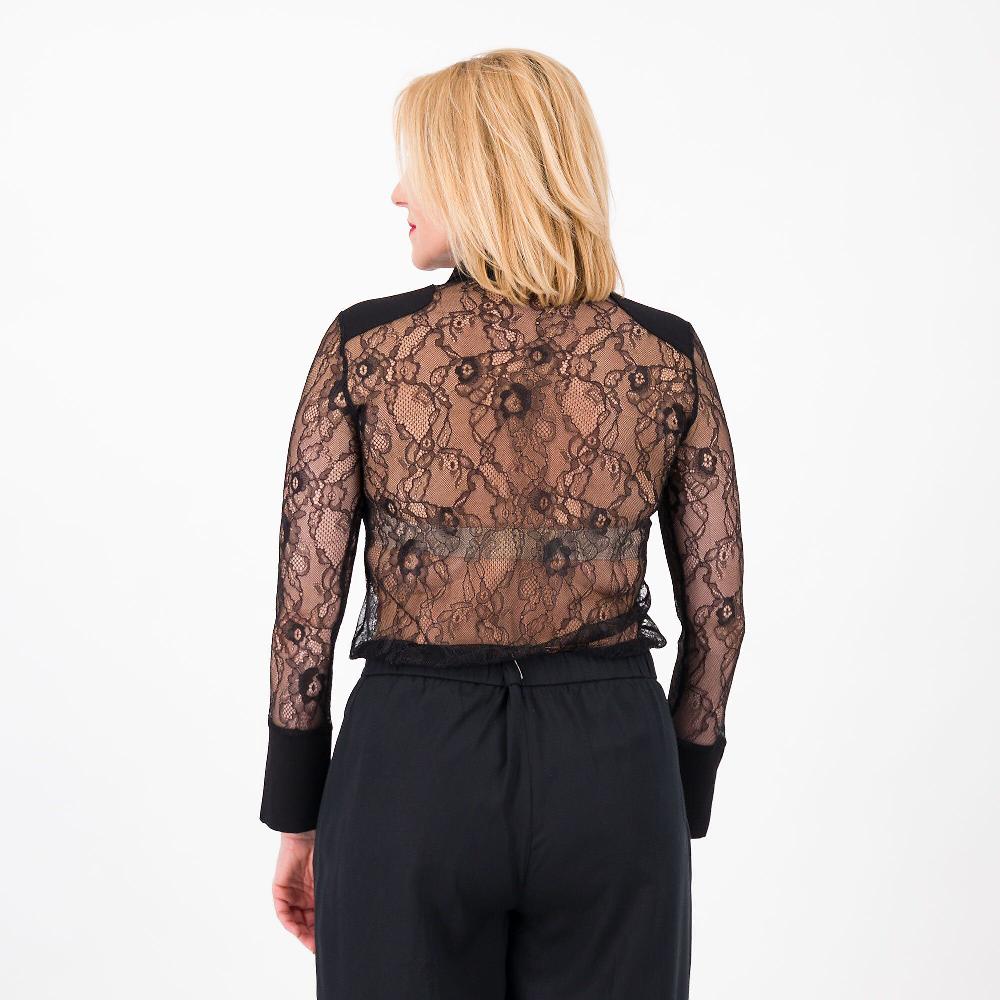 QVC Bianca Della Torre Camicia In Pizzo Con Dettagli In Jersey Di Viscosa