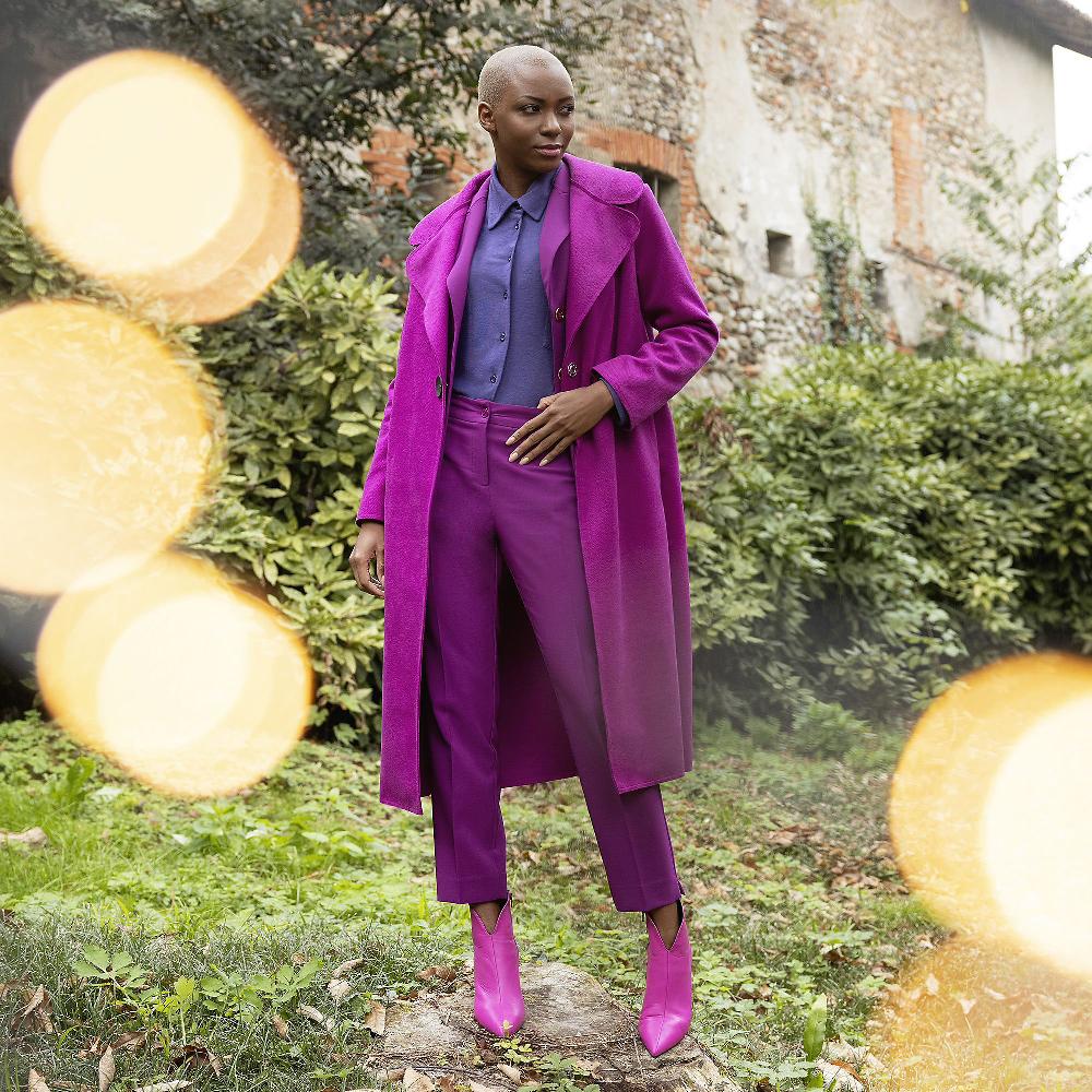 QVC Bianca Della Torre Cappotto Lungo Con Rever In Maglia Diagonale