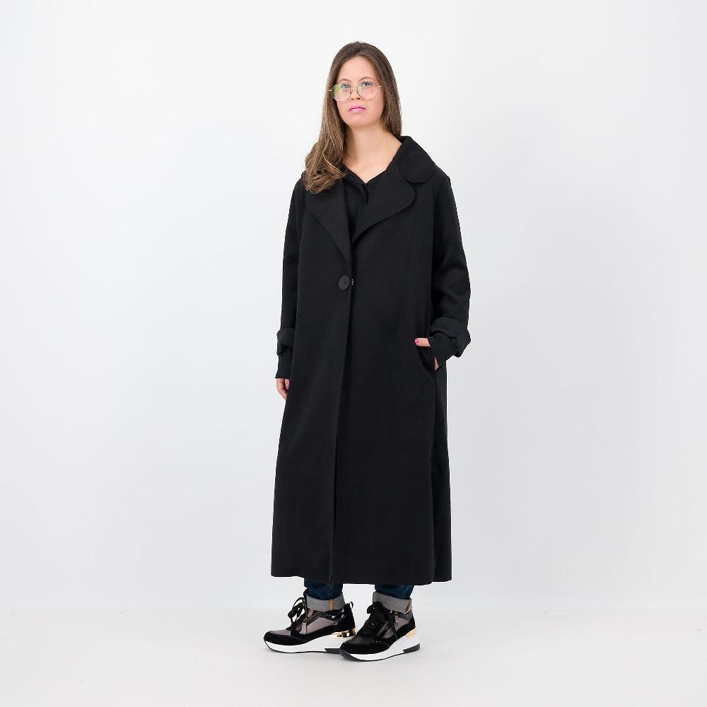 QVC Bianca Della Torre Cappotto lungo con rever in maglia diagonale