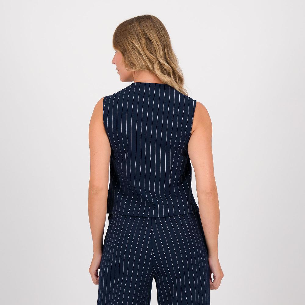 QVC Bianca Della Torre Gilet In Punto Milano Gessato A 4 Bottoni