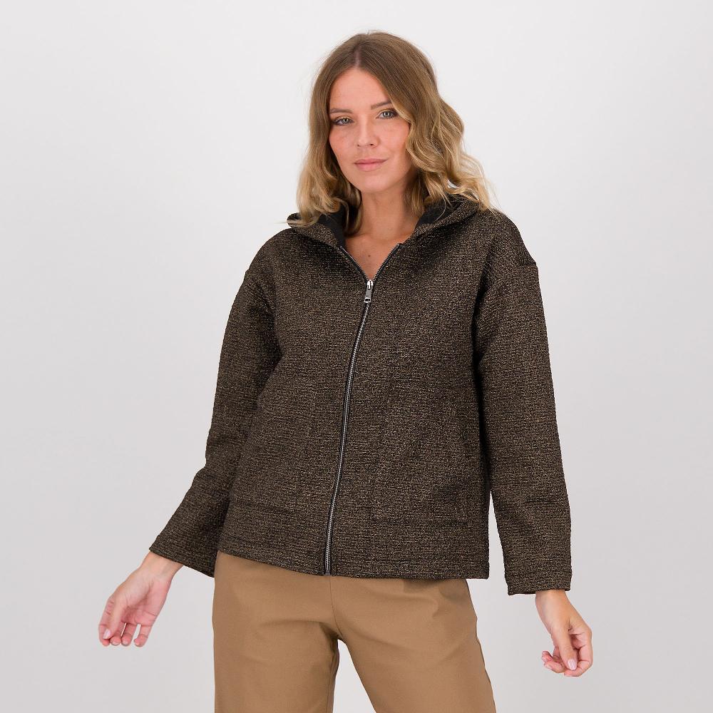 QVC Bianca Della Torre Giubbino In Jersey Jacquard Con Lamé E Con Cappuccio