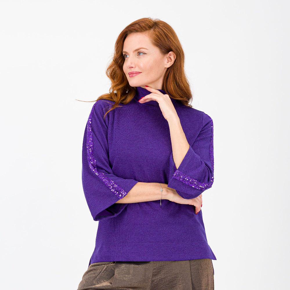 QVC Bianca Della Torre Maglia a lupetto con paillette