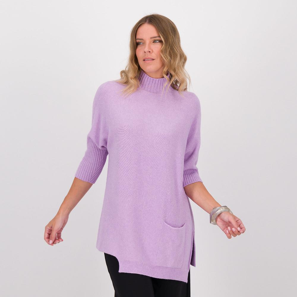QVC Bianca Della Torre Maglia dolcevita maxi con fondo e maniche asimmetrici