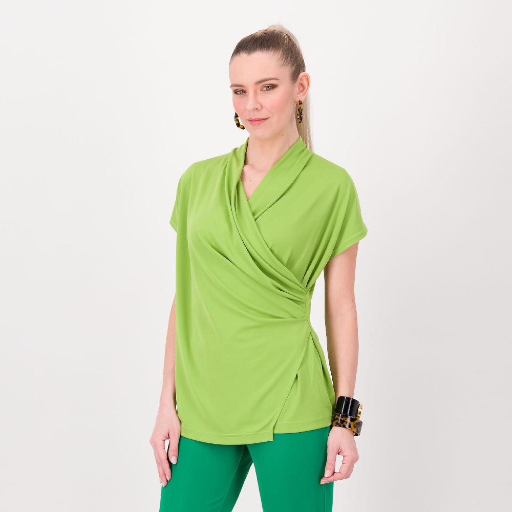 QVC Bianca Della Torre Maglia in jersey con drappeggio maniche corte