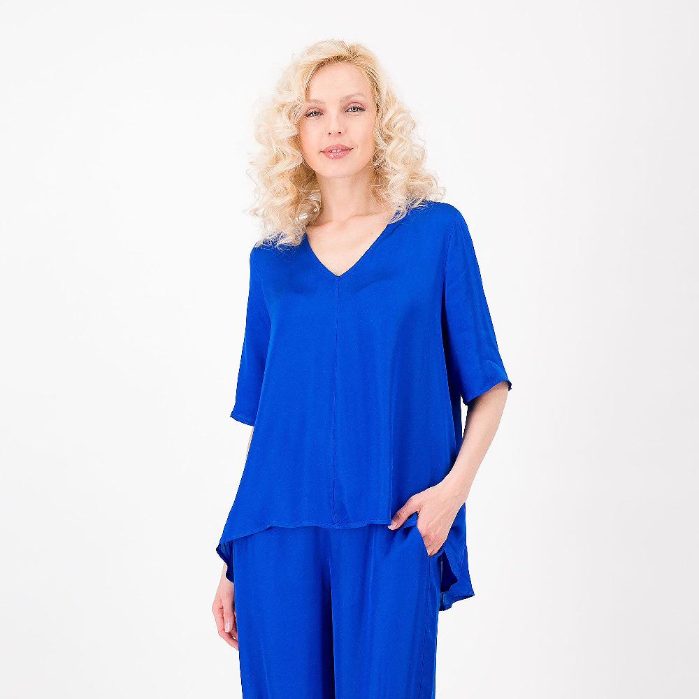 QVC Bianca Della Torre Maglia in raso di viscosa con scollo a V