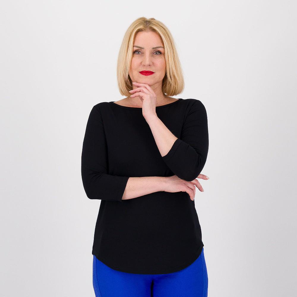 QVC Bianca Della Torre Maglia in viscosa con scollo tondo ampio