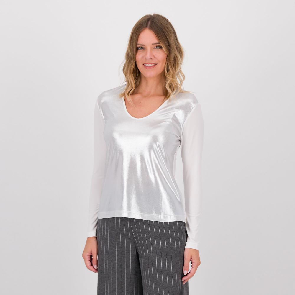 QVC Bianca Della Torre Maglia laminata davanti con maniche lunghe