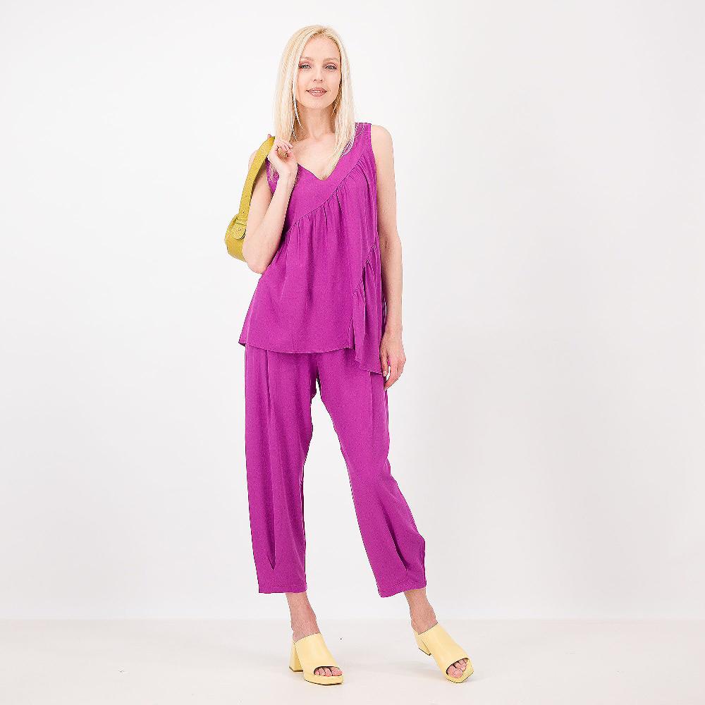 QVC Bianca Della Torre Pantaloni A Baloon In Mussola 100% Viscosa Made In Italy