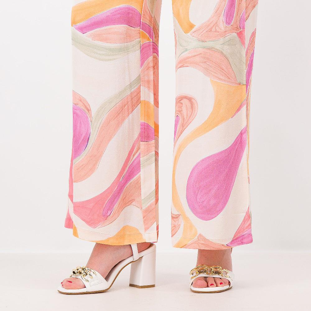 QVC Bianca Della Torre Pantaloni Ampi In 100% Viscosa Fantasia Made In Italy