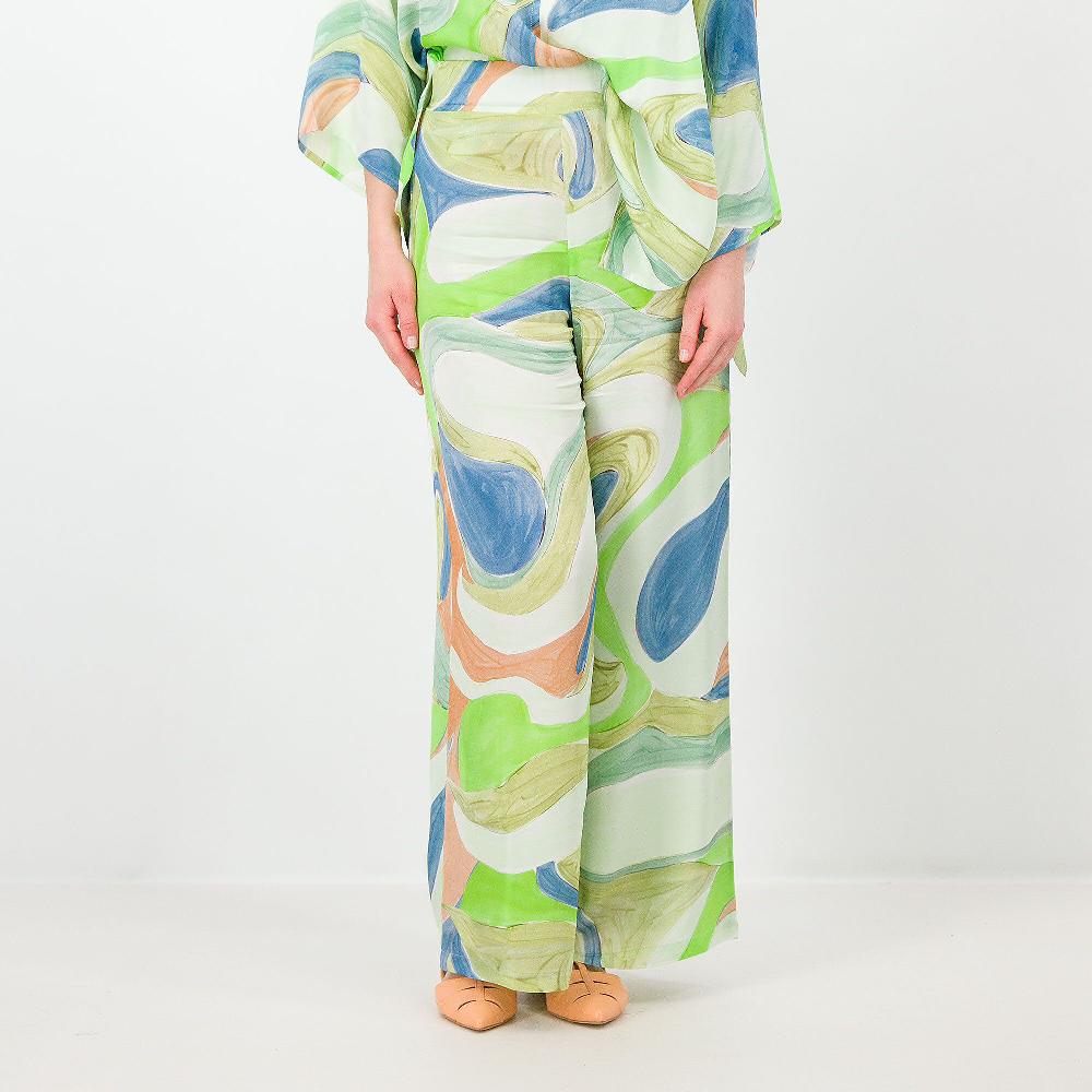 QVC Bianca Della Torre Pantaloni ampi in 100% viscosa fantasia Made in Italy