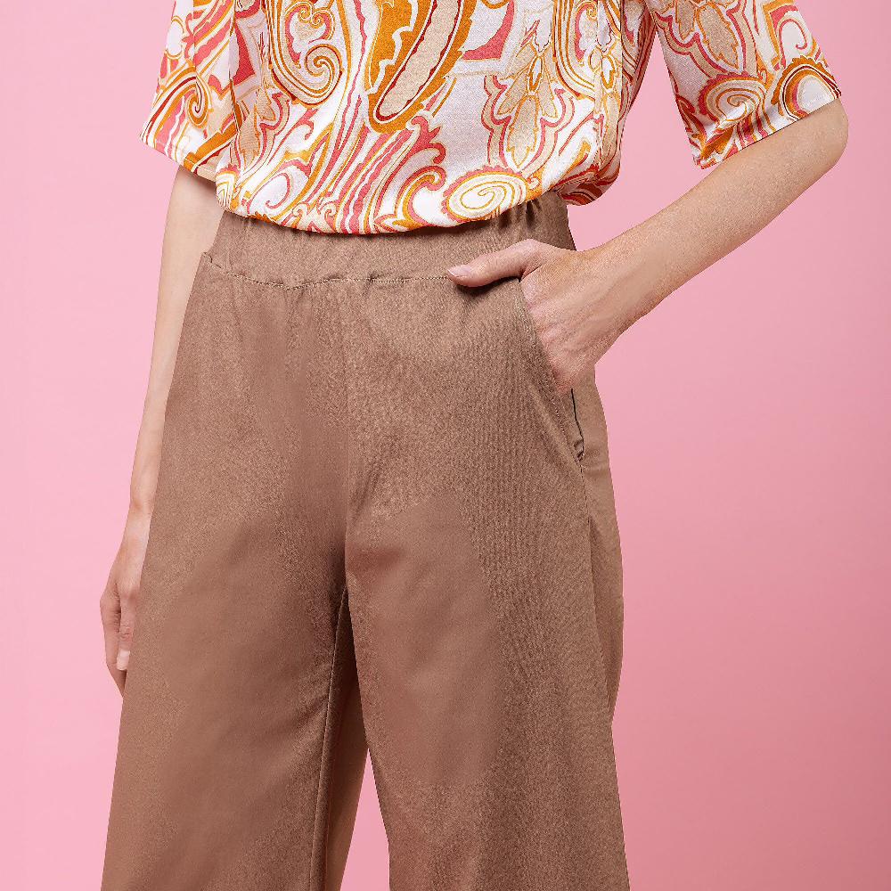 QVC Bianca Della Torre Pantaloni Ampi In Bengalina Di Viscosa Stretch Risvolto Al Fondo
