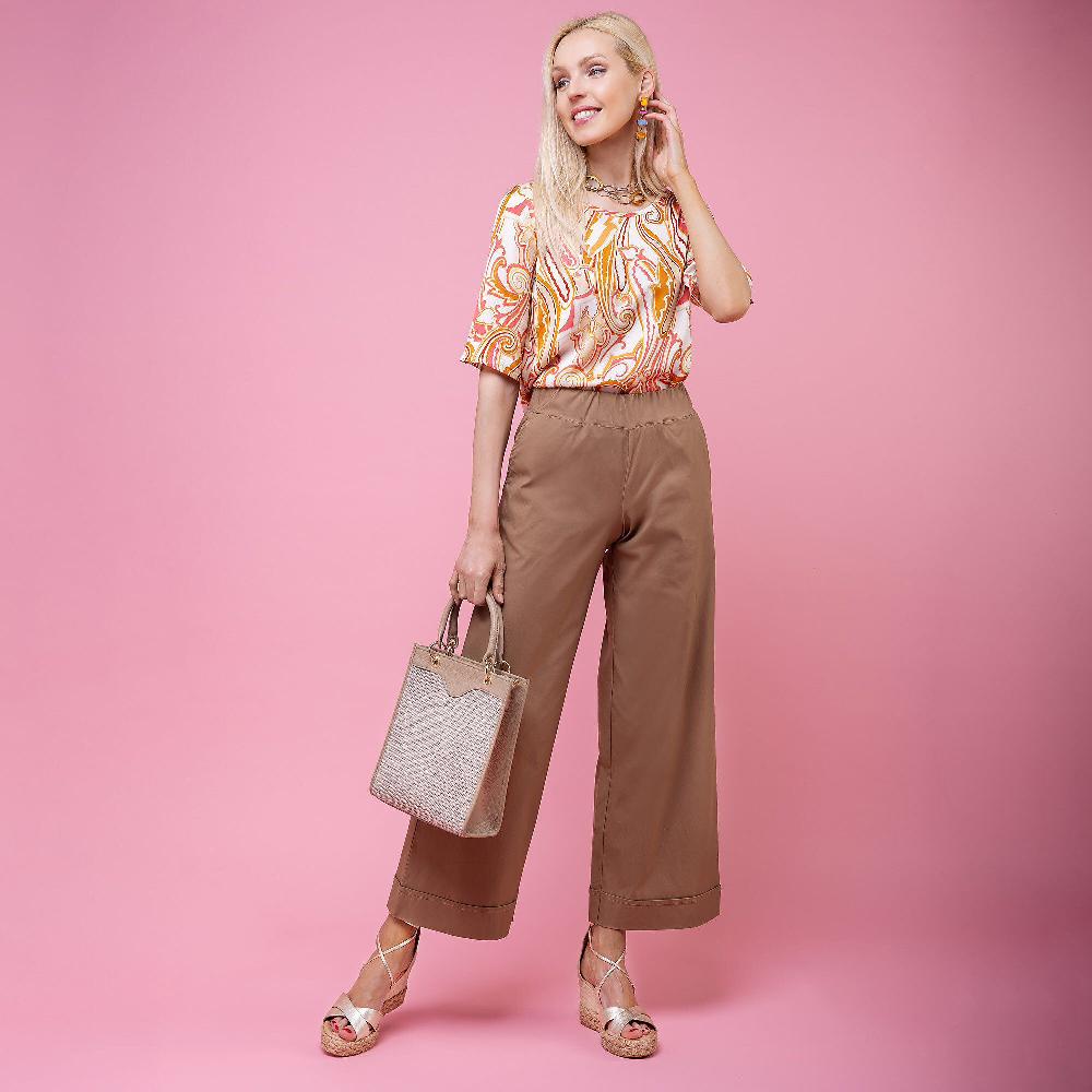 QVC Bianca Della Torre Pantaloni ampi in bengalina di viscosa stretch Risvolto al fondo