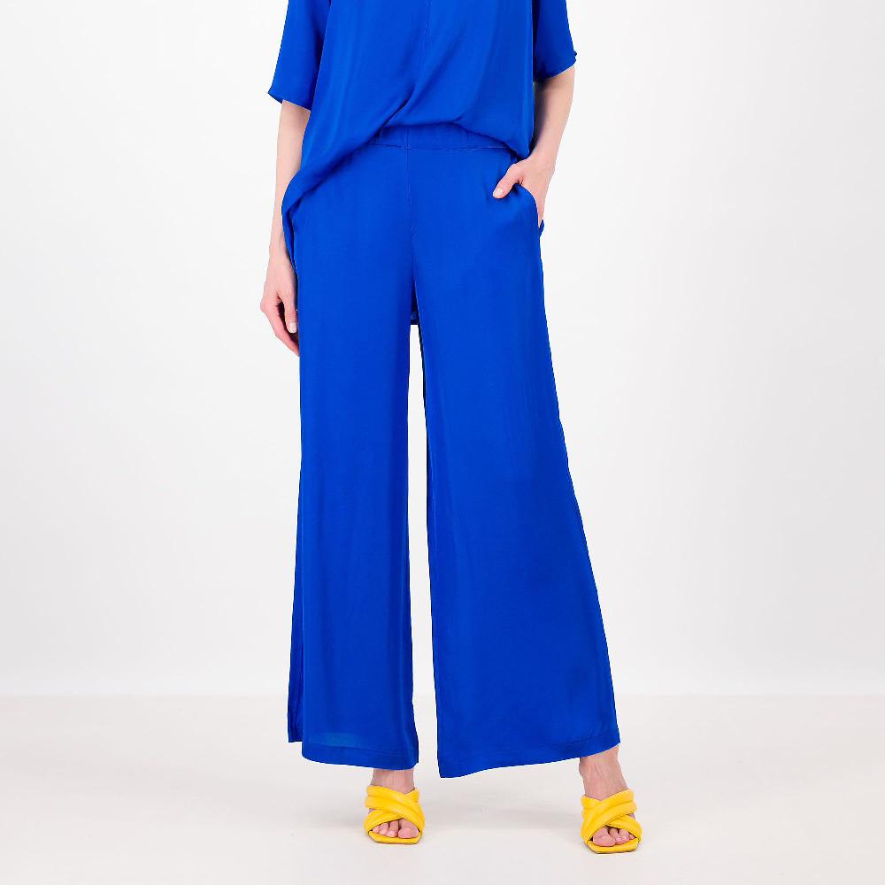 QVC Bianca Della Torre Pantaloni ampi in raso di viscosa Con tasche Made in Italy