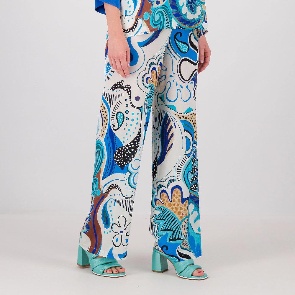QVC Bianca Della Torre Pantalpalazzo fantasia con elastico in vita
