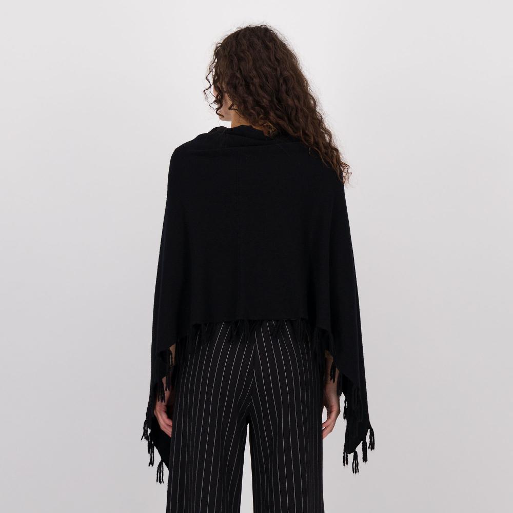 QVC Bianca Della Torre Poncho In Maglia Tricot Con Frange