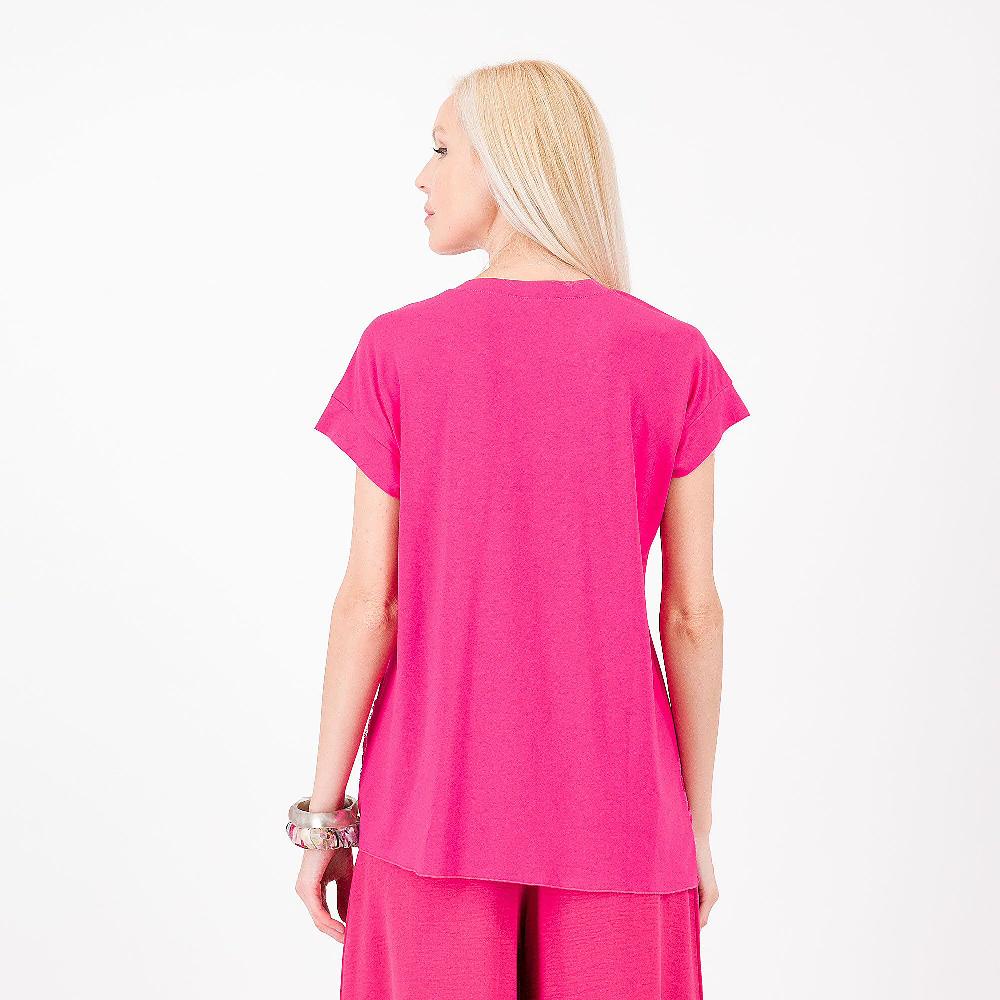 QVC Bianca Della Torre T-shirt Asimmetrica In Jersey Con Pizzo