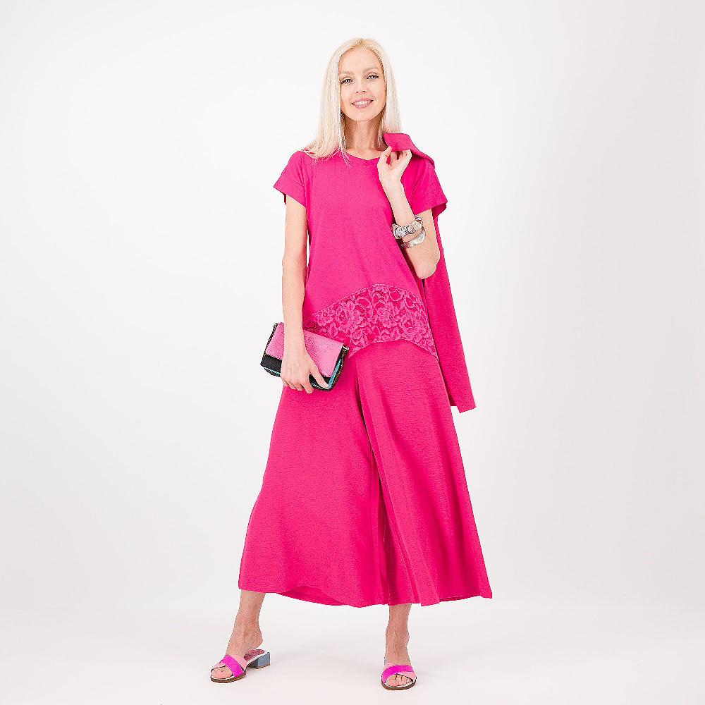 QVC Bianca Della Torre T-shirt Asimmetrica In Jersey Con Pizzo