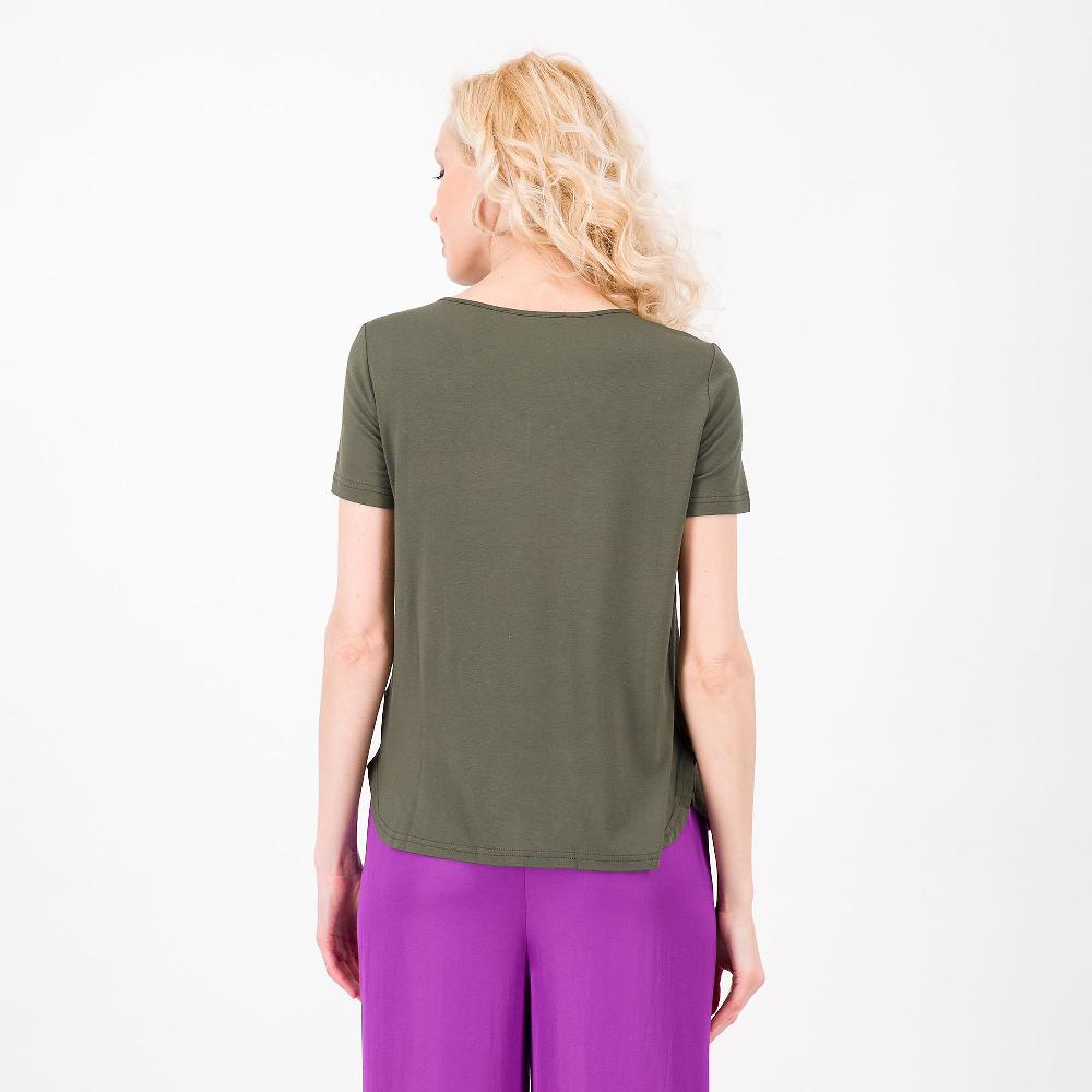 QVC Bianca Della Torre T-shirt In Jersey Di Viscosa Con Elemento Gioiello Made In Italy