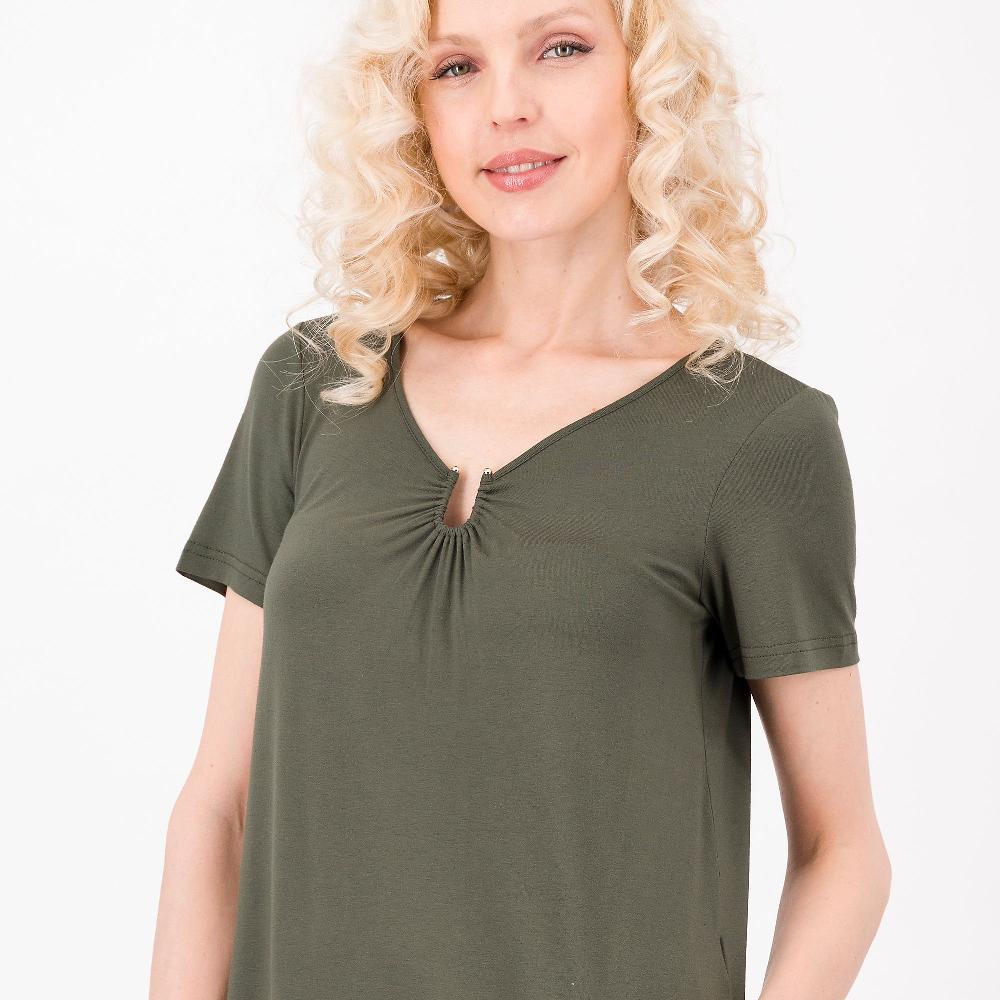 QVC Bianca Della Torre T-shirt In Jersey Di Viscosa Con Elemento Gioiello Made In Italy