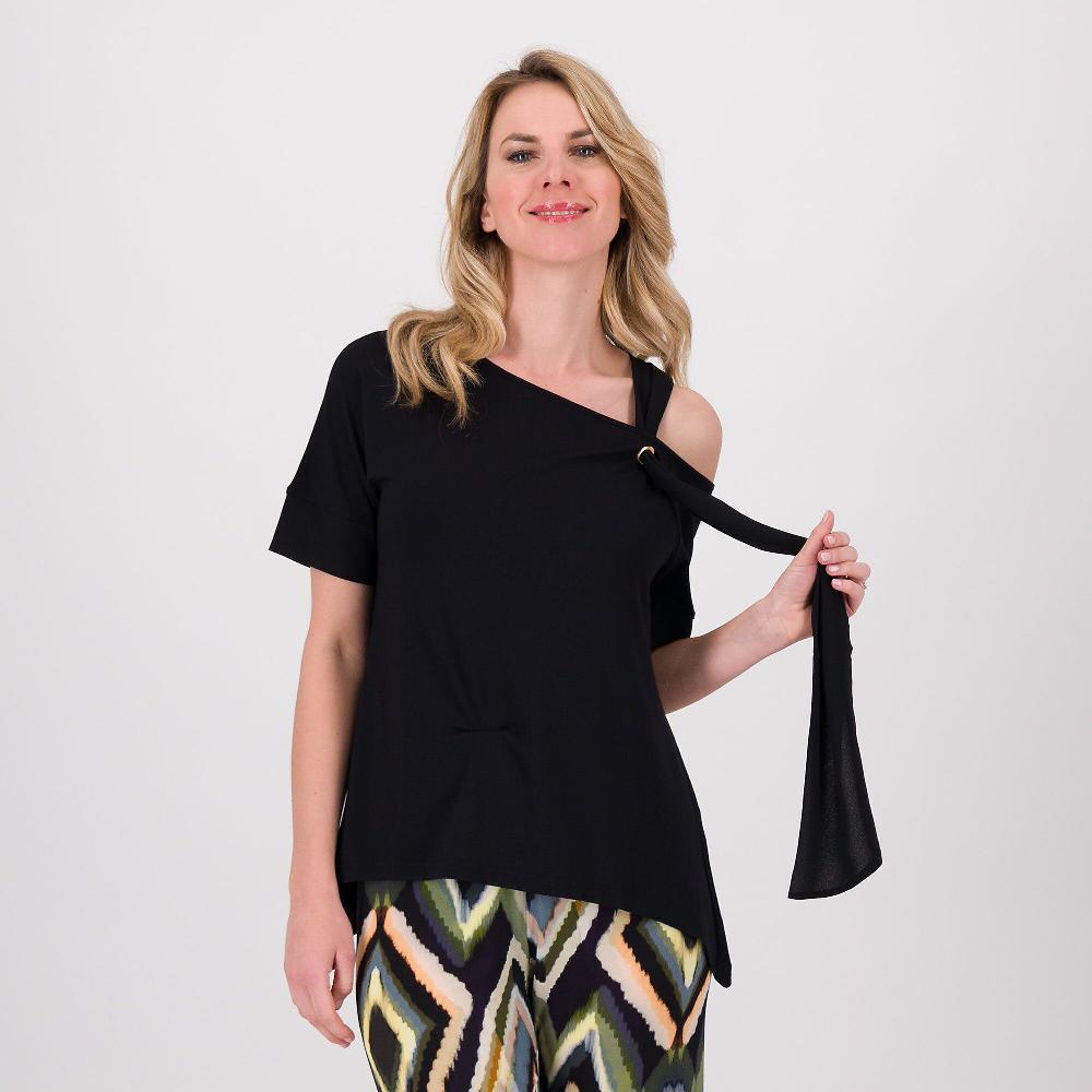 QVC Bianca Della Torre T-shirt In Jersey Di Viscosa Con Nastro