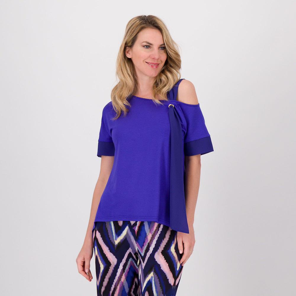 QVC Bianca Della Torre T-shirt in jersey di viscosa con nastro
