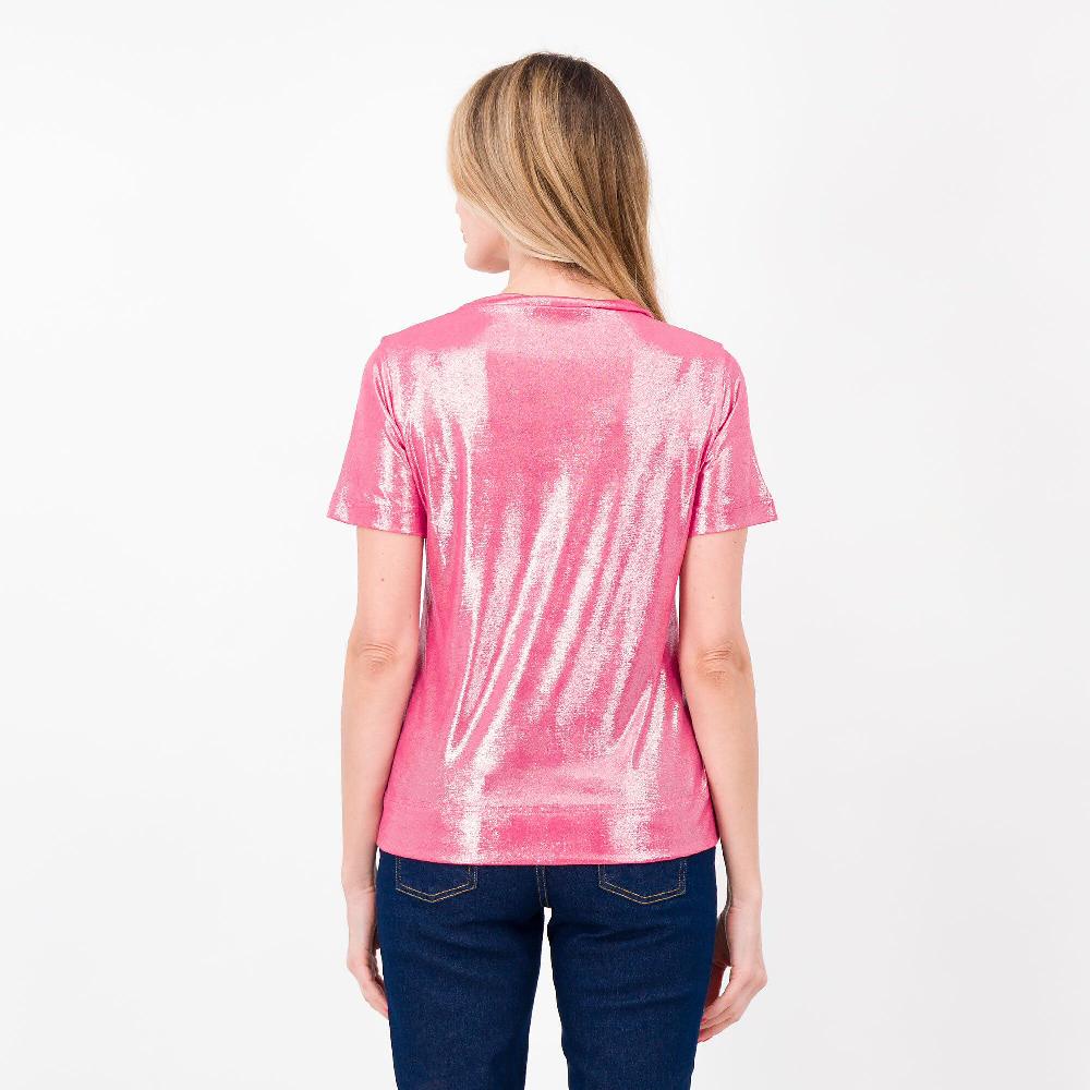 QVC Bianca Della Torre T-shirt In Jersey Spalmato Laminato Scollo A Madonna Made In Italy