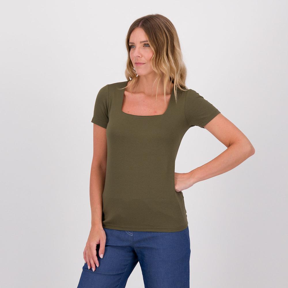 QVC Bianca Della Torre T-shirt manica corta Jersey di viscosa Scollo squadrato