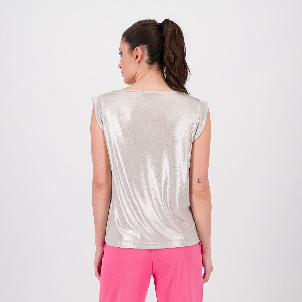 QVC Bianca Della Torre Top In Jersey Laminato A Spalla Larga