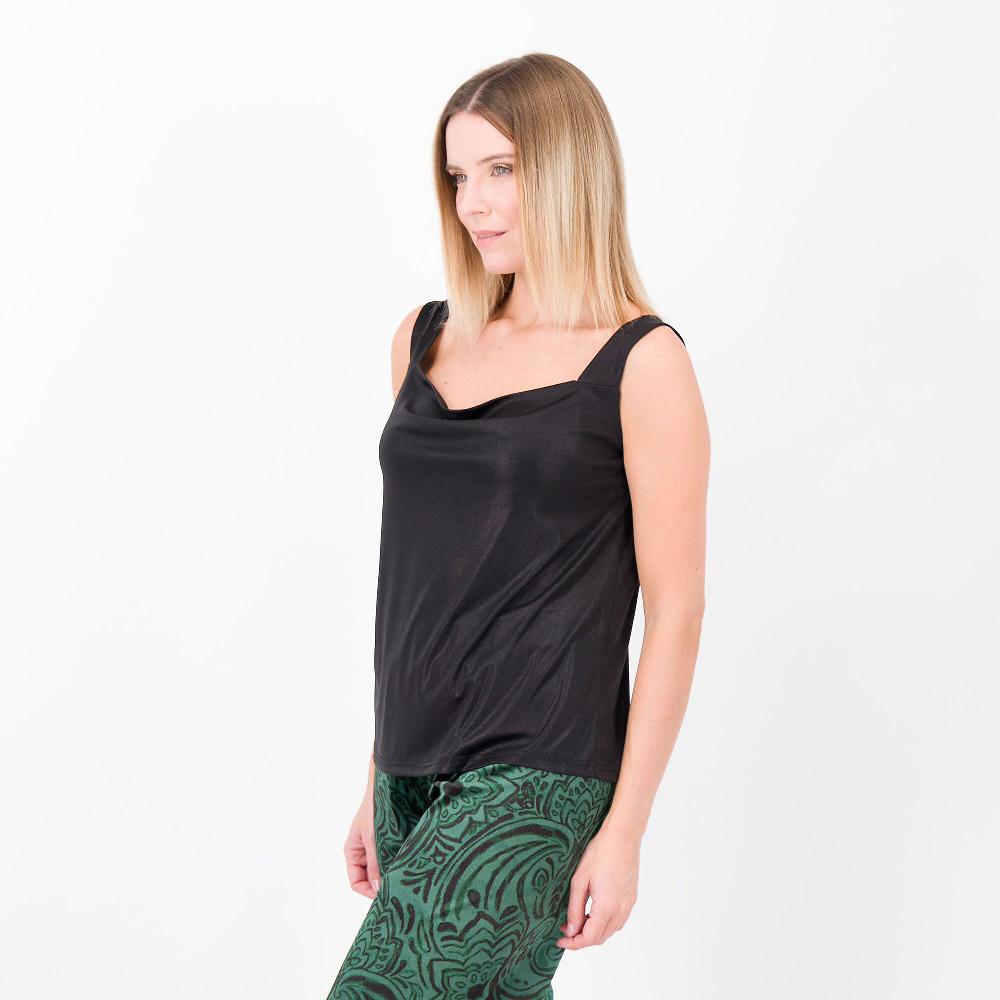 QVC Bianca Della Torre Top in jersey laminato con collo a cappuccio