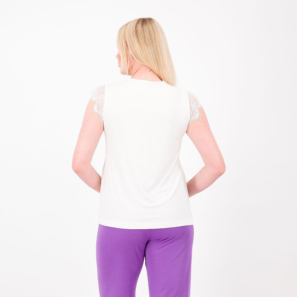 QVC Bianca Della Torre Top Smanicato In Viscosa Con Pizzo